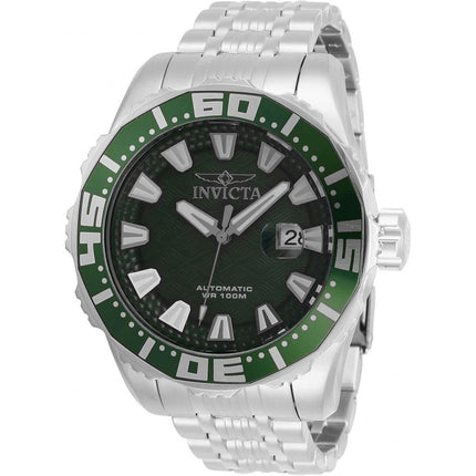 Invicta Men's Automatic Watch - Pro Diver Green Dial Stainless Steel Bracelet | 30292 ,