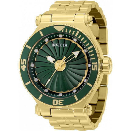 Invicta Men's Automatic Watch - Pro Diver Green Dial Yellow Gold Bracelet | 37934 ,