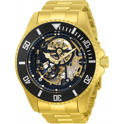 Invicta Men's Automatic Watch - Pro Diver Skeleton Dial Yellow Gold Bracelet | 33797 ,