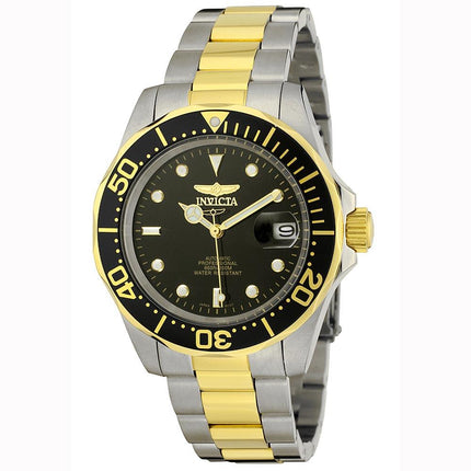 Invicta Men's Automatic Watch - Pro Diver Two Tone Yellow Bracelet Black Dial | 8927 ,