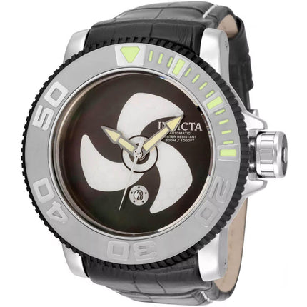 Invicta Men's Automatic Watch - Sea Hunter Black Genuine Leather Strap | 34781 ,