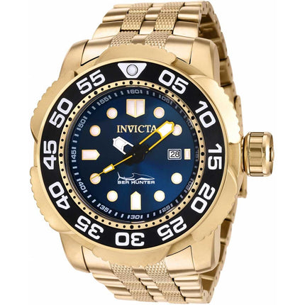 Invicta Men's Automatic Watch - Sea Hunter Blue Dial Yellow Gold Bracelet | 36378 ,