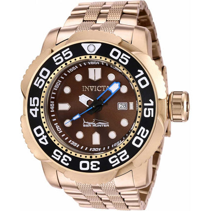 Invicta Men's Automatic Watch - Sea Hunter Brown Dial Rose Gold Bracelet | 36379 ,