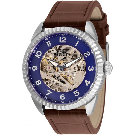 Invicta Men's Automatic Watch - Specialty Blue Skeleton Dial Brown Strap | 36561 ,