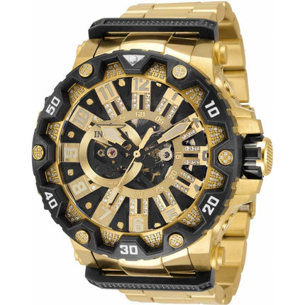 Invicta Men's Automatic Watch - Specialty Semi-Skeleton Dial Yellow Gold Steel | 35214 ,