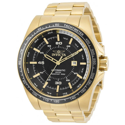 Invicta Men's Automatic Watch - Speedway Black Dial Yellow Gold Bracelet | 30524 ,
