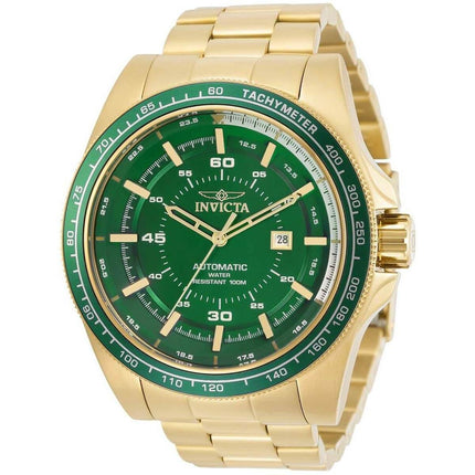 Invicta Men's Automatic Watch - Speedway Green Dial Yellow Gold Bracelet | 30523 ,