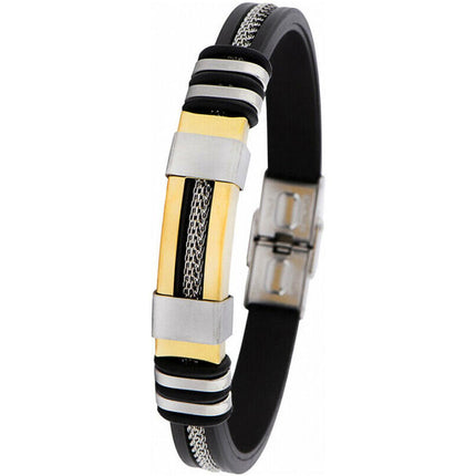 Invicta Men's Bracelet - Elements Black, Silver Tone and Yellow Gold | 35401 ,