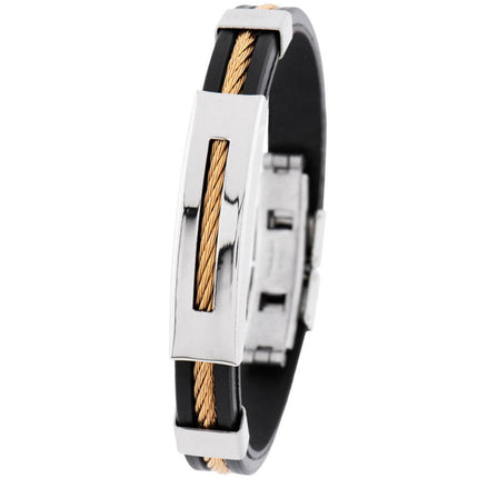 Invicta Men's Bracelet - Elements Rose Gold Wire Black Rubber Strap | 35411 ,