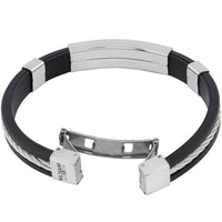 Invicta Men's Bracelet - Elements Silver Tone Wire Black Rubber Strap | 35410 ,