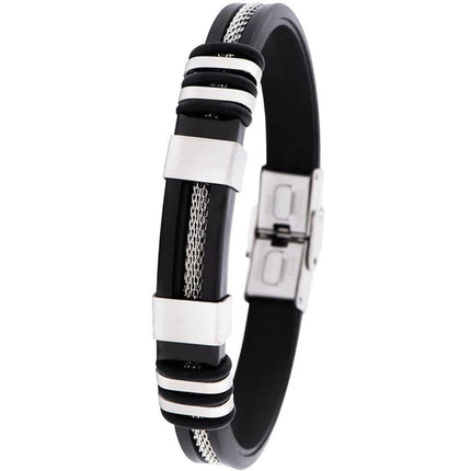 Invicta Men's Bracelet - Elements Two Tone Black Rubber and Silver Tone | 35402 ,