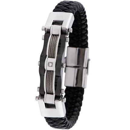 Invicta Men's Bracelet - Elements Two Tone Titanium and Leather | 35405 ,