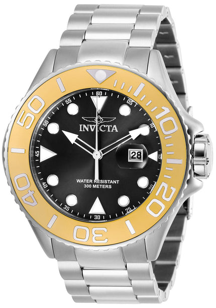 Invicta Men's Bracelet Watch - Pro Diver Quartz Date Black Dial Silver Steel | 28767 ,