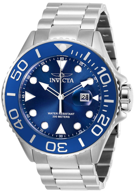Invicta Men's Bracelet Watch - Pro Diver Quartz Date Blue Dial Silver Steel | 28766 ,