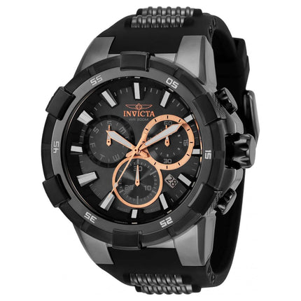 Invicta Men's Chrono Watch - Aviator Black Rubber and Stainless Steel Strap | 33291 ,