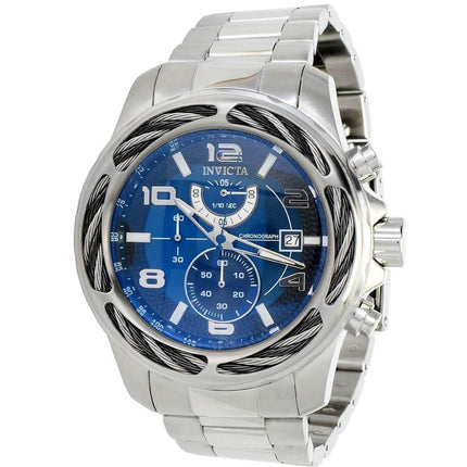 Invicta Men's Chrono Watch - Bolt Blue and Black Dial Silver Tone Bracelet | 31210 ,