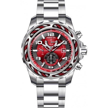 Invicta Men's Chrono Watch - Bolt Red and Black Dial Silver Tone Bracelet | 31211 ,