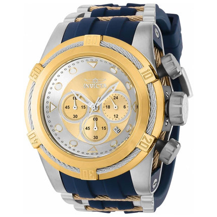 Invicta Men's Chrono Watch - Bolt Zeus Blue Rubber and Yellow Gold SS Strap | 37198 ,