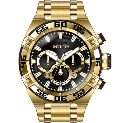 Invicta Men's Chrono Watch - Coalition Forces Black and Gold Dial SS Bracelet | 37643 ,