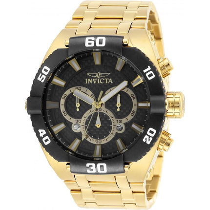 Invicta Men's Chrono Watch - Coalition Forces Black Dial Yellow Gold Bracelet | 27257 ,