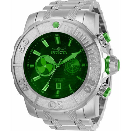 Invicta Men's Chrono Watch - Coalition Forces Quartz Green Dial Silver Steel | 29931 ,