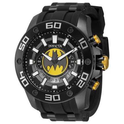 Invicta Men's Chrono Watch - DC Comics Batman Gunmetal, Yellow, Black Dial | 43595 ,