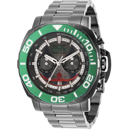 Invicta Men's Chrono Watch - DC Comics Joker Quartz Gunmetal Steel Bracelet | 35073 ,
