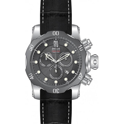 Invicta Men's Chrono Watch - Jason Taylor Gunmetal Dial Black Leather Strap | 31649 ,