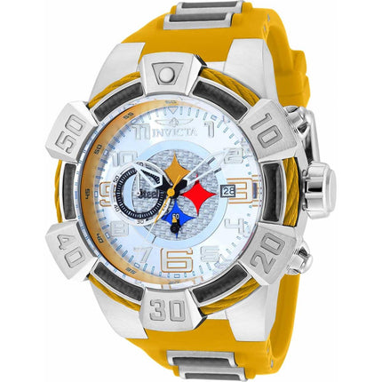 Invicta Men's Chrono Watch - NFL Pittsburgh Steelers Gunmetal and Yellow Strap | 35777 ,