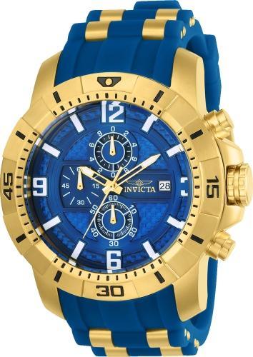 Invicta Men's Chrono Watch - Pro Diver Blue Dial Blue & Yellow Gold Tone Strap | 24966 ,