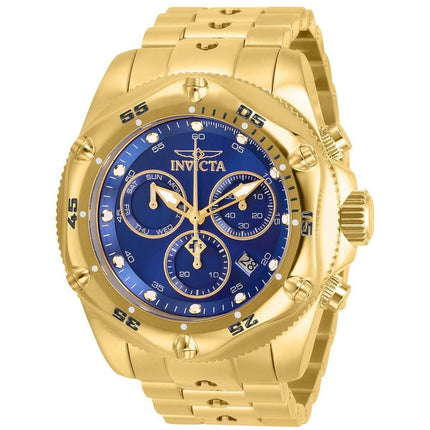 Invicta Men's Chrono Watch - Pro Diver Blue Dial Yellow Gold Plated Bracelet | 31608 ,