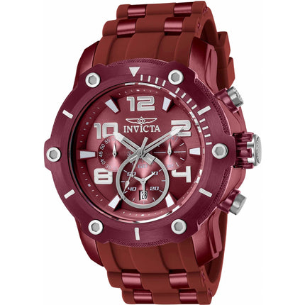 Invicta Men's Chrono Watch - Pro Diver Burgundy Dial Steel and Rubber Strap | 40799 ,