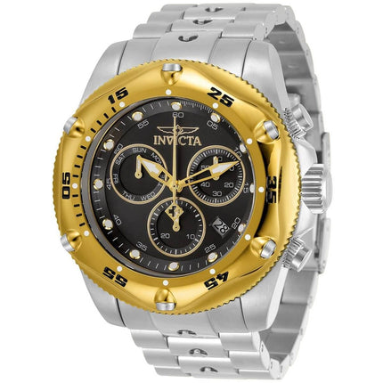 Invicta Men's Chrono Watch - Pro Diver Gold Tone Bezel Silver Tone Bracelet | 31604 ,