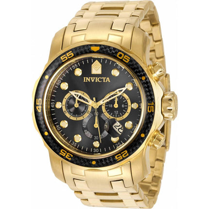 Invicta Men's Chrono Watch - Pro Diver Quartz Black and Gold Dial Bracelet | 35398 ,