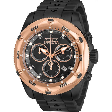 Invicta Men's Chrono Watch - Pro Diver Rose Gold Tone Bezel Black Bracelet | 31613 ,
