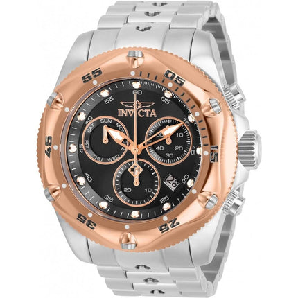 Invicta Men's Chrono Watch - Pro Diver Rose Gold Tone Bezel Silver Bracelet | 31605 ,