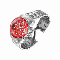 Invicta Men's Chrono Watch - Pro Diver Scuba Red Dial Silver Tone Bracelet | 40192 ,