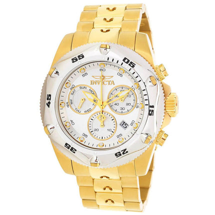 Invicta Men's Chrono Watch - Pro Diver Silver Tone Bezel Yellow Gold Bracelet | 31610 ,
