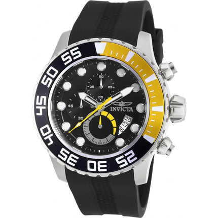 Invicta Men's Chrono Watch - Pro Diver Silver Tone Case Black Rubber Strap | 20449 ,