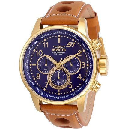 Invicta Men's Chrono Watch - S1 Rally Blue Dial Light Brown Leather Strap | 30917 ,