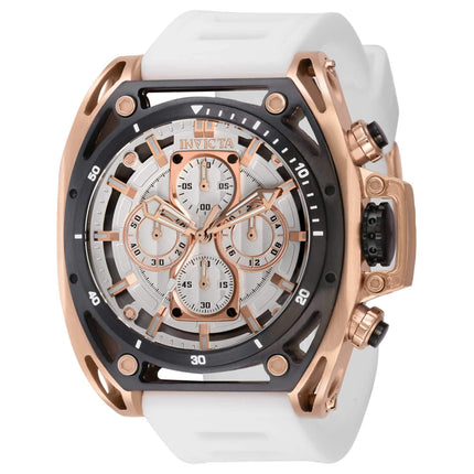 Invicta Men's Chrono Watch - S1 Rally Rose Gold and Black Bezel White Strap | 39162 ,