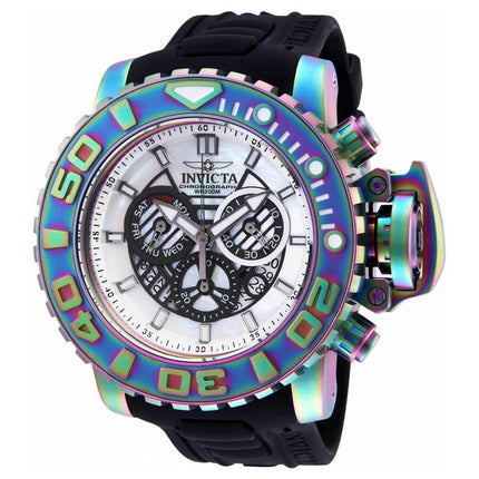 Invicta Men's Chrono Watch - Sea Hunter White Mother of Pearl Dial Black Strap | 26415 ,