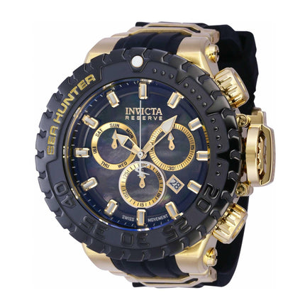Invicta Men's Chrono Watch - Sea Hunter Yellow Gold Steel and Black Strap | 41007 ,