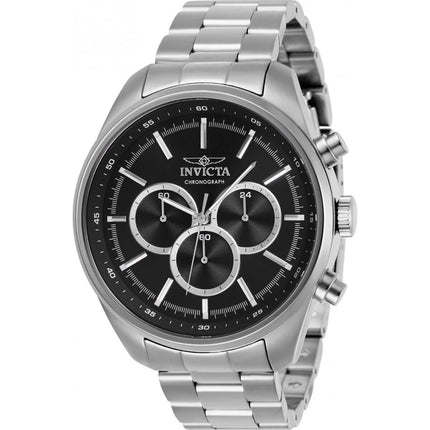 Invicta Men's Chrono Watch - Specialty Black Dial Silver Tone Bracelet | 29163 ,