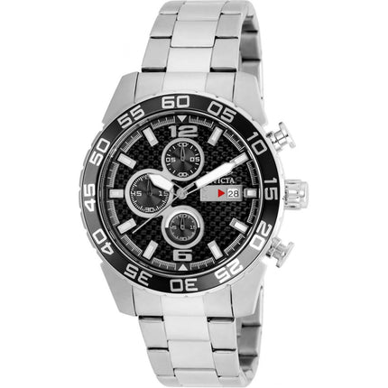 Invicta Men's Chrono Watch - Specialty Black Dial Stainless Steel Bracelet | 21375 ,