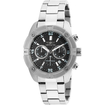 Invicta Men's Chrono Watch - Specialty Black Dial Stainless Steel Bracelet | 21466 ,