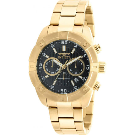 Invicta Men's Chrono Watch - Specialty Black Dial Yellow Gold Bracelet | 21470 ,