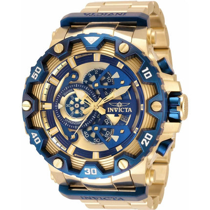 Invicta Men's Chrono Watch - Specialty Blue and Gold Dial Yellow Gold Steel | 35209 ,