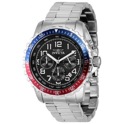 Invicta Men's Chrono Watch - Specialty Blue and Red Bezel Black Dial Bracelet | 39124 ,