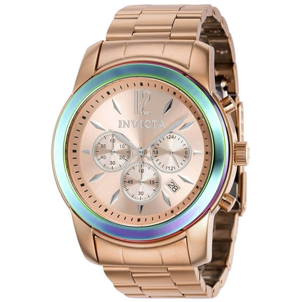 Invicta Men's Chrono Watch - Specialty iridescent Bezel Rose Gold Bracelet | 40493 ,